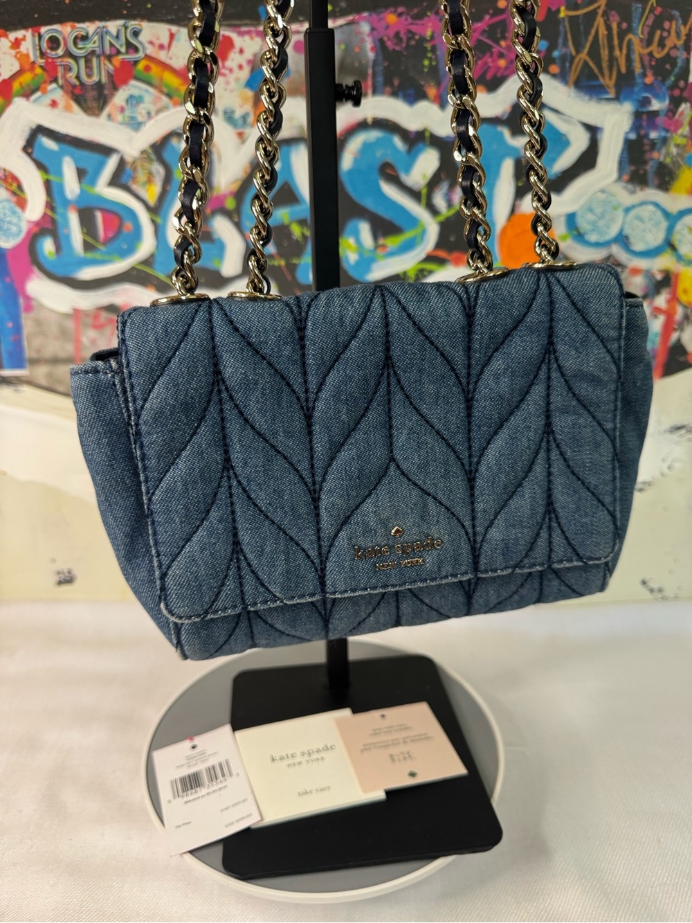 Kate Spade Mini Emelyn Quilted Denim Crossbody Bag - Picture 7 of 17